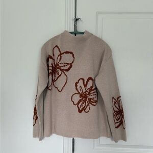 NWOT Floral Mock Neck Sweater